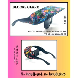 plumosity Visor ATTACHES to Sunglasses, EVA Foam, Unisex, Bird-of-paradise / Tropical Floral / Black Set, One Size