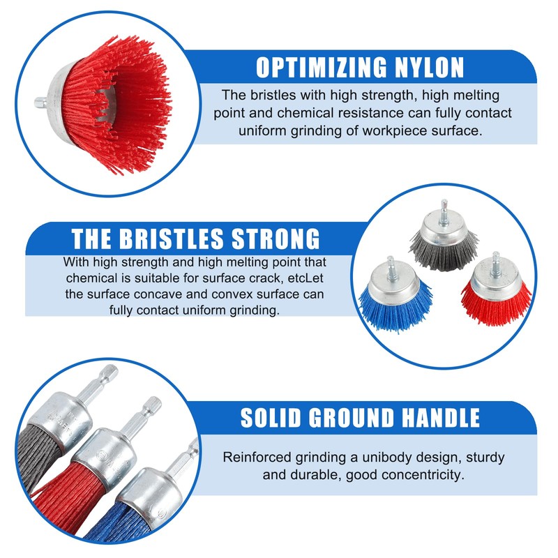 Set of 9 Nylon Wire Cup Brush, Wire Brushes Nylon
