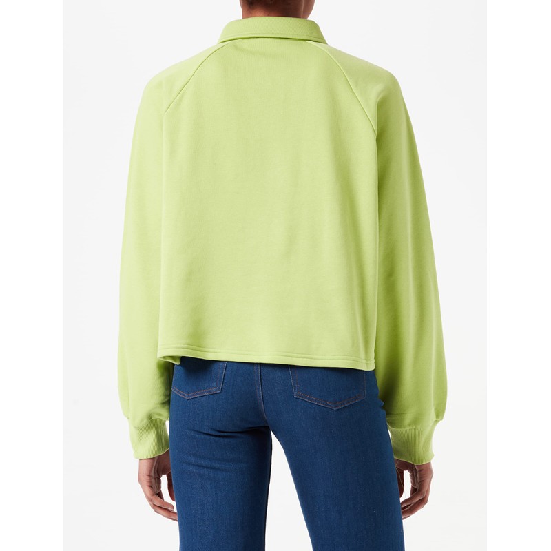 NA-KD Women's Buttoned Collar Sweater Polo Jumper, lime green