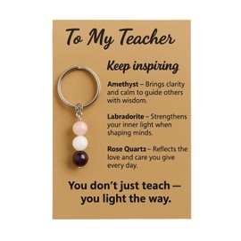 Teacher Gifts For Women, Stone Keychain with Meaningful Message Card for Teachers