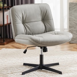 Zibbizo Criss Cross Chair, Cross Legged Office Chair, Wide Comfty Desk Chair, No Wheels Armless Computer Task Chair, Swivel Comfy Home Chair, Height Adjustable