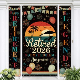 3PCS Happy Retirement Door Banner Decorations Vintage The Legend Has Retired Door Cover Retirement Porch Sign Hanging Banner 2026 Retired Decorations Farewell Going Away Party Supplies - Multicolor