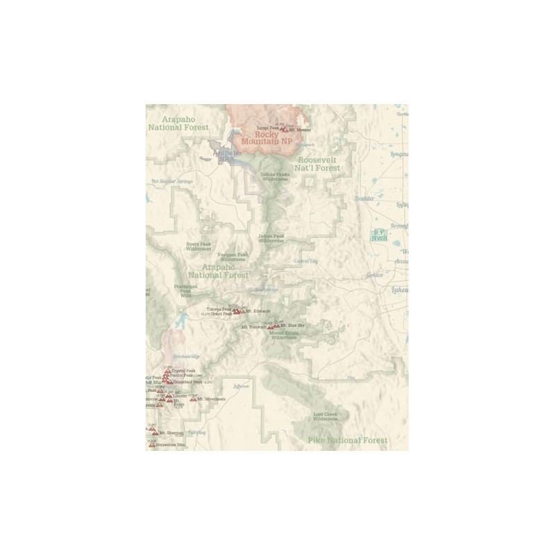 Best Maps Ever Colorado Centennial Peaks Checklist Map 18x24 Tan