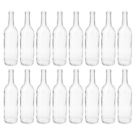 North Mountain Supply 750ml Glass Bordeaux Wine Bottle Flat-Bottomed Cork Finish - Flint/Clear - Case of 16 - Fits 3 Gallons of Wine