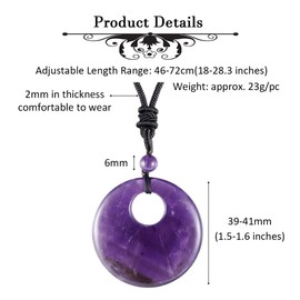 Nupuyai Dragon Bloodstone Lucky Coin Pendant Necklace for Women Men, Healing Crystal Stone Donut Pendant with Adjustable Cord 70cm