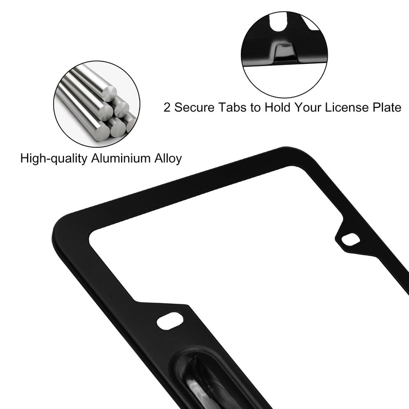 ELECTRONLUMEN Clear License Plate Covers + Aluminum Alloy Frames Combo