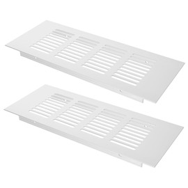 TEHAUX 2 Pcs White Vent Cover Rectangle Shape Air Vent Grille for Floor Wall Door Duct for Cabinets and Shoe Storage Simple Installation