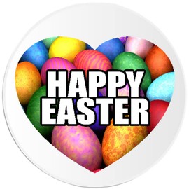 Happy Easter - 25 Pack Circle Stickers 3 Inch - Egg Heart Basket Holiday Cute