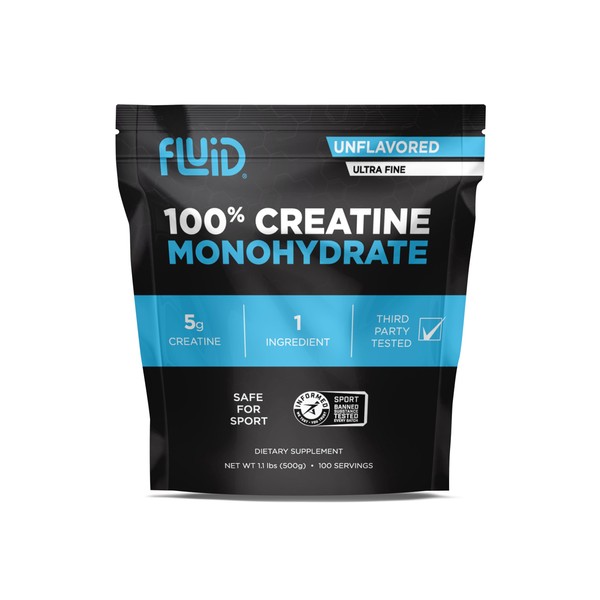 Fluid Creatine - 100% Creatine Monohydrate Powder, Unflavored, Informed Sport