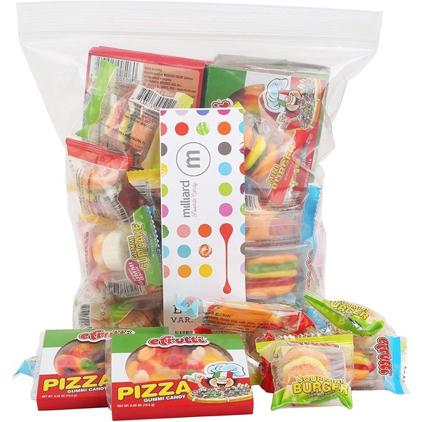 eFrutti Gummi Candy Variety Party Pack: Pizzas, Mini Burgers, Sour Mini Burgers, Hot Dogs, Cup Cake, Sea Creature