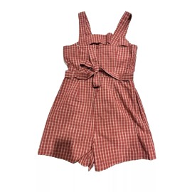 United By Blue Women's Gingham Organic Retro Romper - Chili Red XS