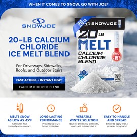 Snow Joe Calcium Chloride Blend Deicer & Snow Removal, 20 Pounds, AZ-20-ESB