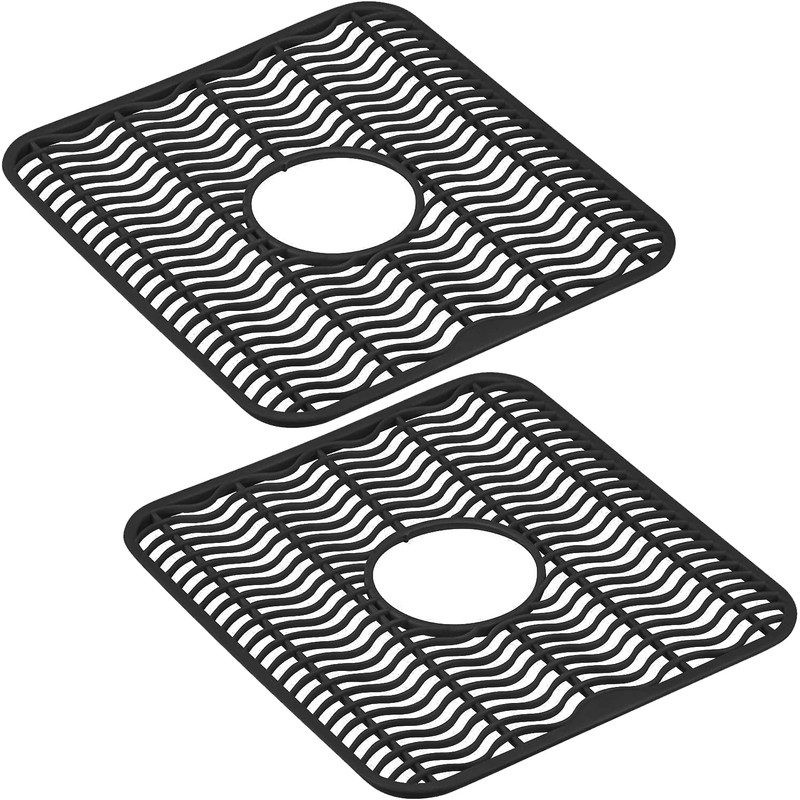 DecorRack 2 Black Sink Protectors for Kitchen Sink, 12" x