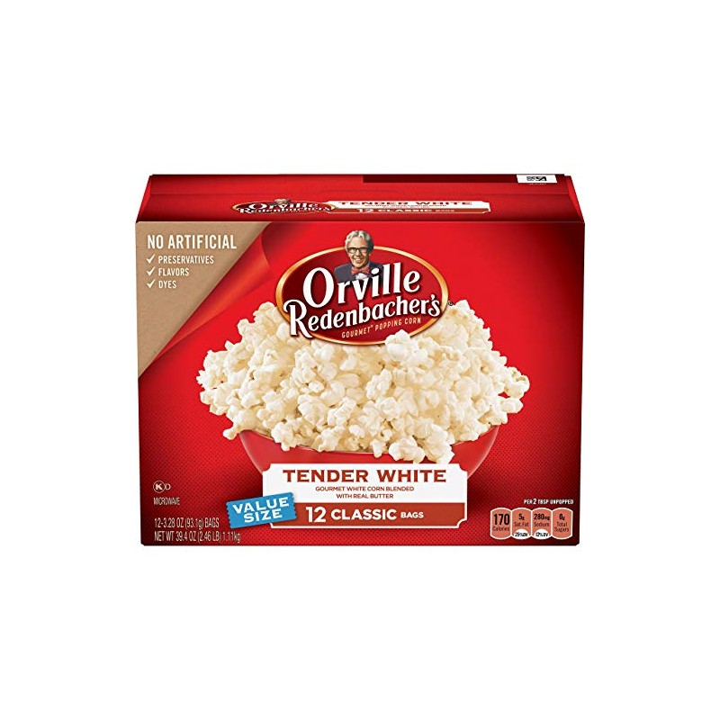 orville redenbacher's Tender White Popcorn, 3.28 Ounce (Pack of 12)
