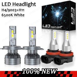 SHENKENUO For 2008 2009 2010 Toyota Highlander LED Headlight Hi/Lo+Fog Lights Bulbs Combo