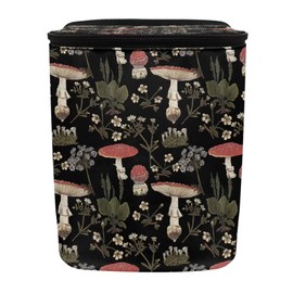 Renewold Auto Car Trash Can, Flower Mushroom Print, Collapsible Garbage Bin with Adjustable Strap, Cars SUV Van Sedan Truck Accessories for Men and Women, Storage Organizer Bag