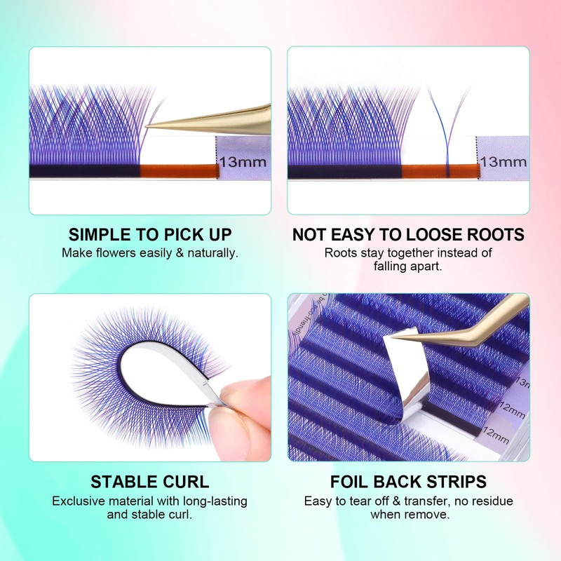 NAGARAKU YY 4D Eyelash Extensions Blue + Purple Color Y