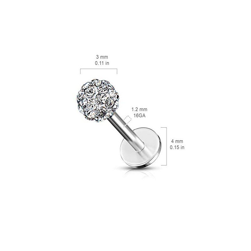 Gekko Body Jewellery Labret Monroe with Clear Ferido Gem Ball