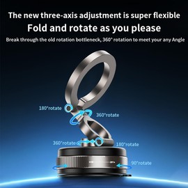 YAOKEEP 360°Strong Suction Cup Magnetic Car Phone Holder[96+LBS Suction & 2800gf Magnet]Foldable Portable Vacuum Magnetic Phone Holder for your Car,Phone Stand Car Phone Mount for iPhone16/15/14/13/12