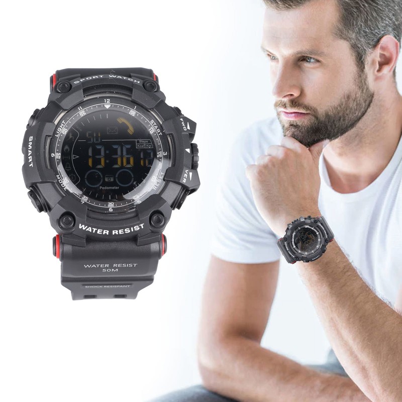 Men Digital Watch LED Backlight Multi Functional Water Resistant Watch