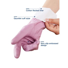 LANON wahoo Skin-Friendly Cleaning Gloves, Dishwashing Kitchen Gloves with Cotton Flocked Liner, Reusable, Non-Slip, Mauve Mist, Medium