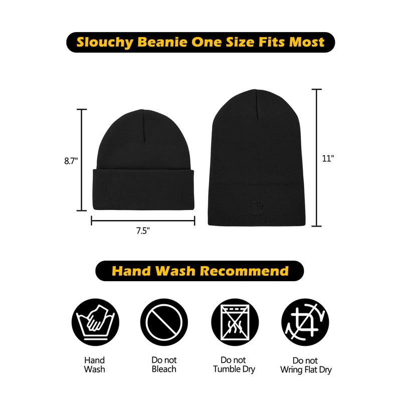 Komorebi Slouchy Beanies for Men Womens Winter Hats Plain Knit