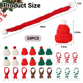 LunarCharm 24 Pieces Mini Christmas Hat and Mini Scarf Set Lollipop Hat Bottle Stopper Decoration Hat Mini Hat with Scarf for Table Decoration Snowman Decoration Christmas, multicoloured