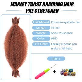 350 Marley Hair Ginger Marley Twist Braiding Hair 10 inch 6 Packs Spring Twist Hair Springy Afro Twist Hair for Soft Locs Crochet Hair for Black Women Butterfly Locs Passion Twist Hair Extensions