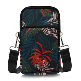 Gocokia Women Girls Ladies Crossbody Phone Bags Wallet Cellphone Purse Small Shoulder Bag Travel Passport Neck Pouch Bag(M Size) (M, Leaft)