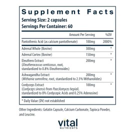 Vital Nutrients Adrenal Support Energía Y Estrés 120 Cáps Sabor Sin sabor