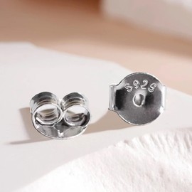 HESSION 4 PCS 925 Silver Earring Backs Replacements 18K White Gold Plated Earring Locking