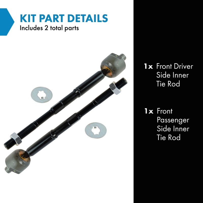 TRQ Front Inner Tie Rod Set Compatible with 2007-2012 Nissan