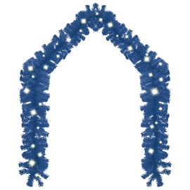 vidaXL 65.6' Blue Christmas Garland with 300 LED Lights - Versatile and Energy-Efficient Seasonal Decoration for Doors, Walls, and Handrails - PVC Material