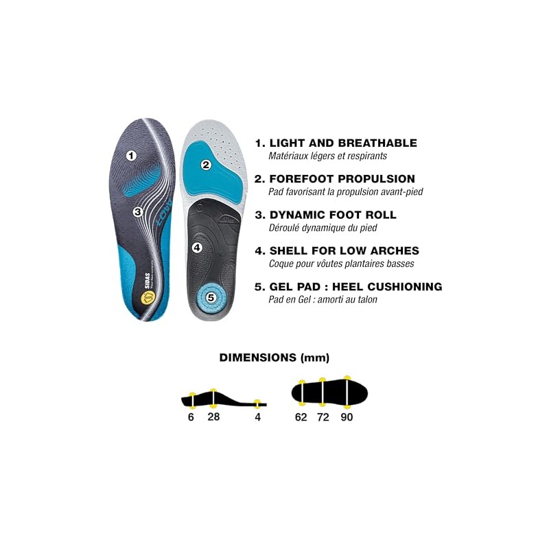 Sidas Unisex's Active Low Insoles, Blue/Black