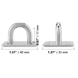 ZOENHOU Pack of 4 Eye Plates, 40 x 35 mm, Stainless Steel Eye Plate with Eyelet, Eyelet Plate, Wall Eyelet, Deck Plate, Eye Plate, Mast Plate, Wall Mount, Clamping Hook for Boat, Rigging, Yoga,