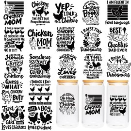 CRASHOT Black Funny UV DTF Cup Wraps - 20 Sheet Sarcasm UV DTF Transfer Stickers, Humorous UVDTF Cup Wraps for Mug Glass, Chicken Waterproof Transfer Sticker, Creative DIY Gifts