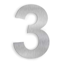 Barton House Number (3) 6" Inch Stainless SUS304 Steel Outdoor Apartment Mailbox Door Street Address Self-Stick Hotel Floor Floating