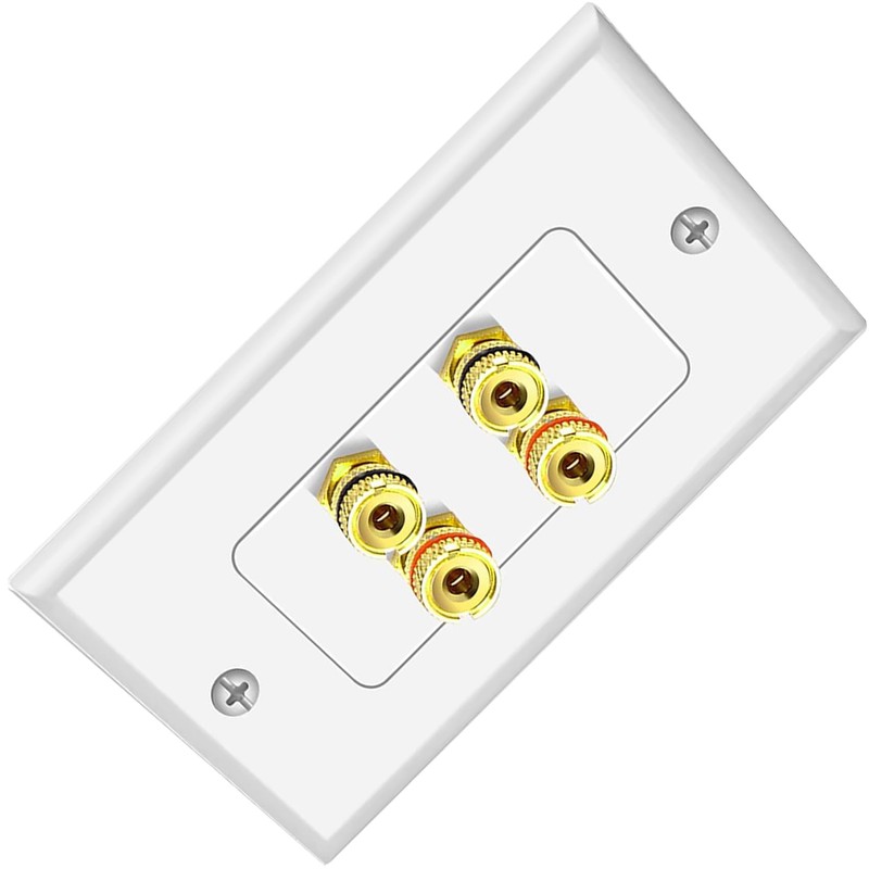 Tunghey 2Pack Gold Plated Speaker Wall Plate With Banana Plug