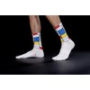 HOTSOX Men's Mondrian Active Crew Sock 1 Pair Pack, White,