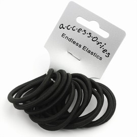 Hair Accessories 12 Thick Snag Free Endless Hair Elastics Bobbles Ponios[Black] by Unknown