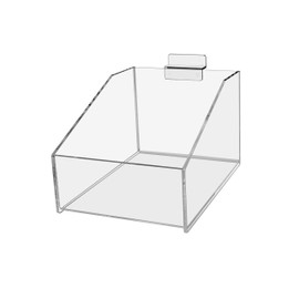 Marketing Holders Slatwall Clear Acrylic Bin with One Single Slot 5.75" Wide x 8" Deep Retail Store Organizer Space Saving Caddy for Screws Nails Small Goods Samples and Knick Knacks