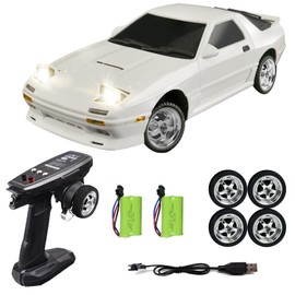 Moonzeamus 1:18 RX7-FC 3S Model LD1802 RC Drift Car 1/18 2.4G Remote Control on Road ESP Gyroscope LED Mini RC Racing Cars (White)