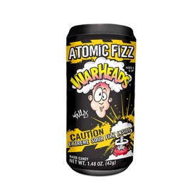 WARHEADS Atomic Fizz - Extreme Sour Fizzing Hard Candy - Sour Apple, Black Cherry, Blue Raspberry, Lemon & Watermelon Flavors - 1.48 oz Canister