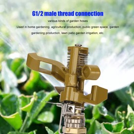Impact Sprinkler, G1/2 Adjustable Sprinkler Head Heavy Duty Zinc Alloy 360 Degree Watering Sprinkler with 49ft Spraying Range