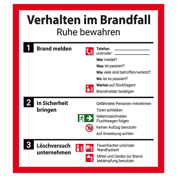 Sign Notice Sign Behavior in a Fire Case Aluminium 18