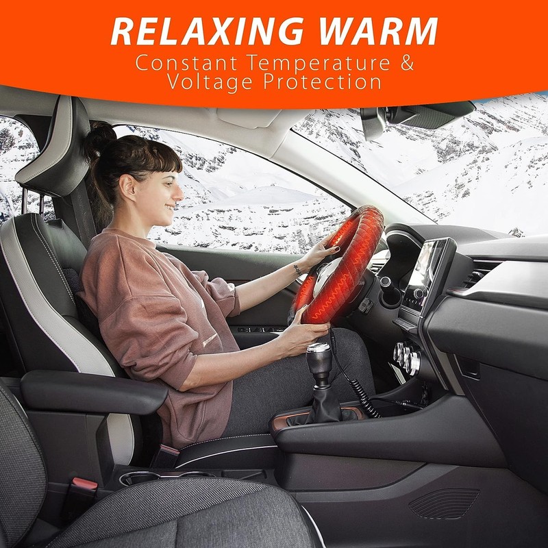 ZONETECH Car Heated Steering Wheel Cover 12V - Vehicle Hand