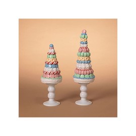 Gerson 2656800 Clay Dough Holiday Macaron Trees Figurine, Set of 2