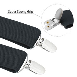 Buyless Fashion Suspenders for Men - 48" Elastic Adjustable Straps 1 1/4" - X Back - 5104-Gray