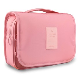 Goldwheat Waterproof Hanging Toiletry Kit Bag Travel Cosmetic Makeup Organizer for Women Girls,Pink
