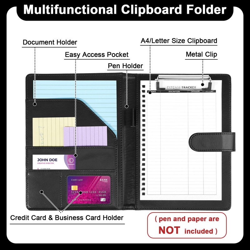 Clipboard A5 with Lid, Clipboard Folder with Writing Pad, Document
